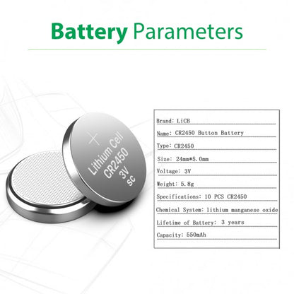 LiCB CR2450 3V Lithium Coin Cell Battery 10 Pack