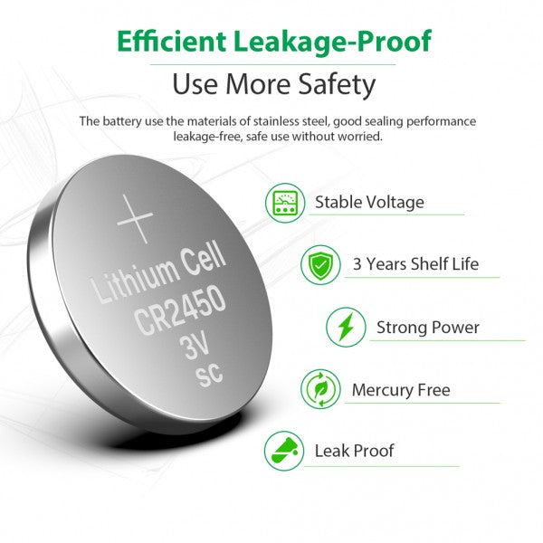 LiCB CR2450 3V Lithium Coin Cell Battery 10 Pack
