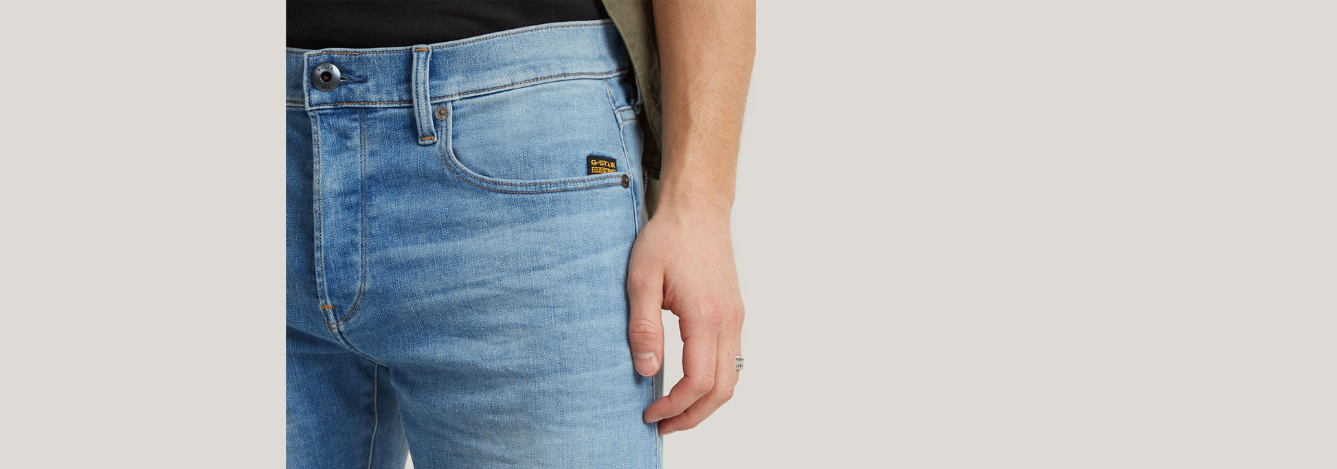 G-Star Men's 3301 Slim Fit Light Blue Stretch Denim Jeans Sustainable