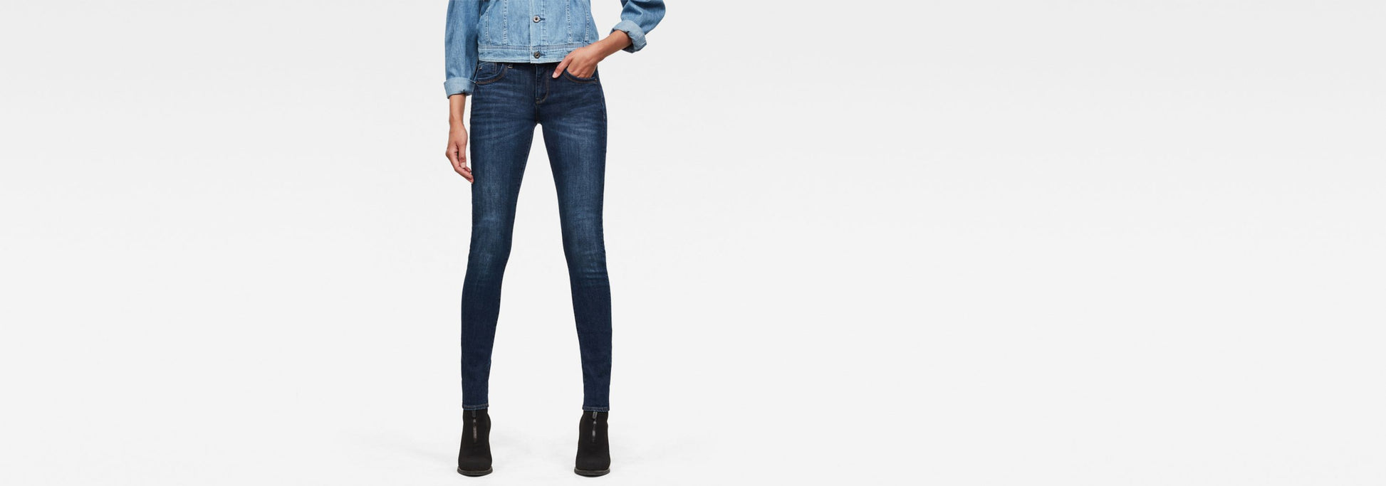 Women's G-Star Lynn Super Skinny Jeans - Dark Blue Stretch Denim