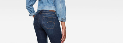 Women's G-Star Lynn Super Skinny Jeans - Dark Blue Stretch Denim