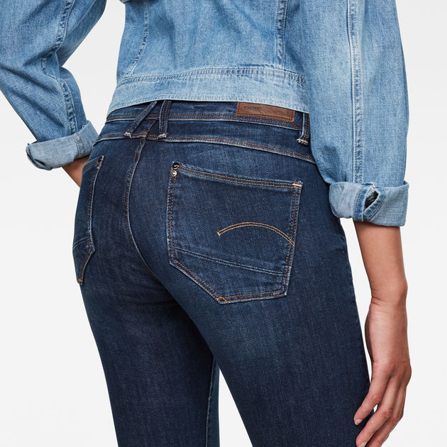Women's G-Star Lynn Super Skinny Jeans - Dark Blue Stretch Denim