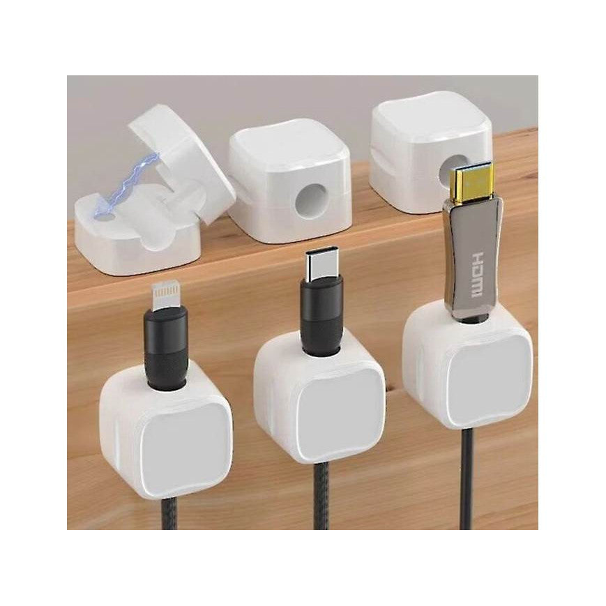 Grizzly Supply Magnetic Cable Holder 8-Pack White for Charging HDMI USB Cables