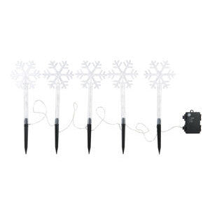 LIVARNO Home LED Snowflake Christmas Pathway Lights, Cold White, 5-Pack