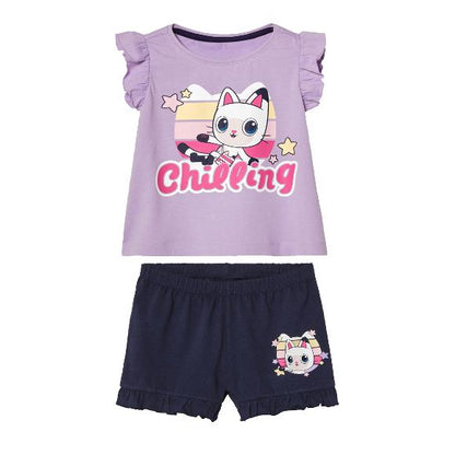 Disney Girls' Pajamas Set Short Sleeve Ruffle Pure Cotton