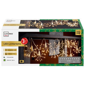 LIVARNO Home 200 LED Cold White Dandelion Decorative String Lights Indoor Outdoor Timer