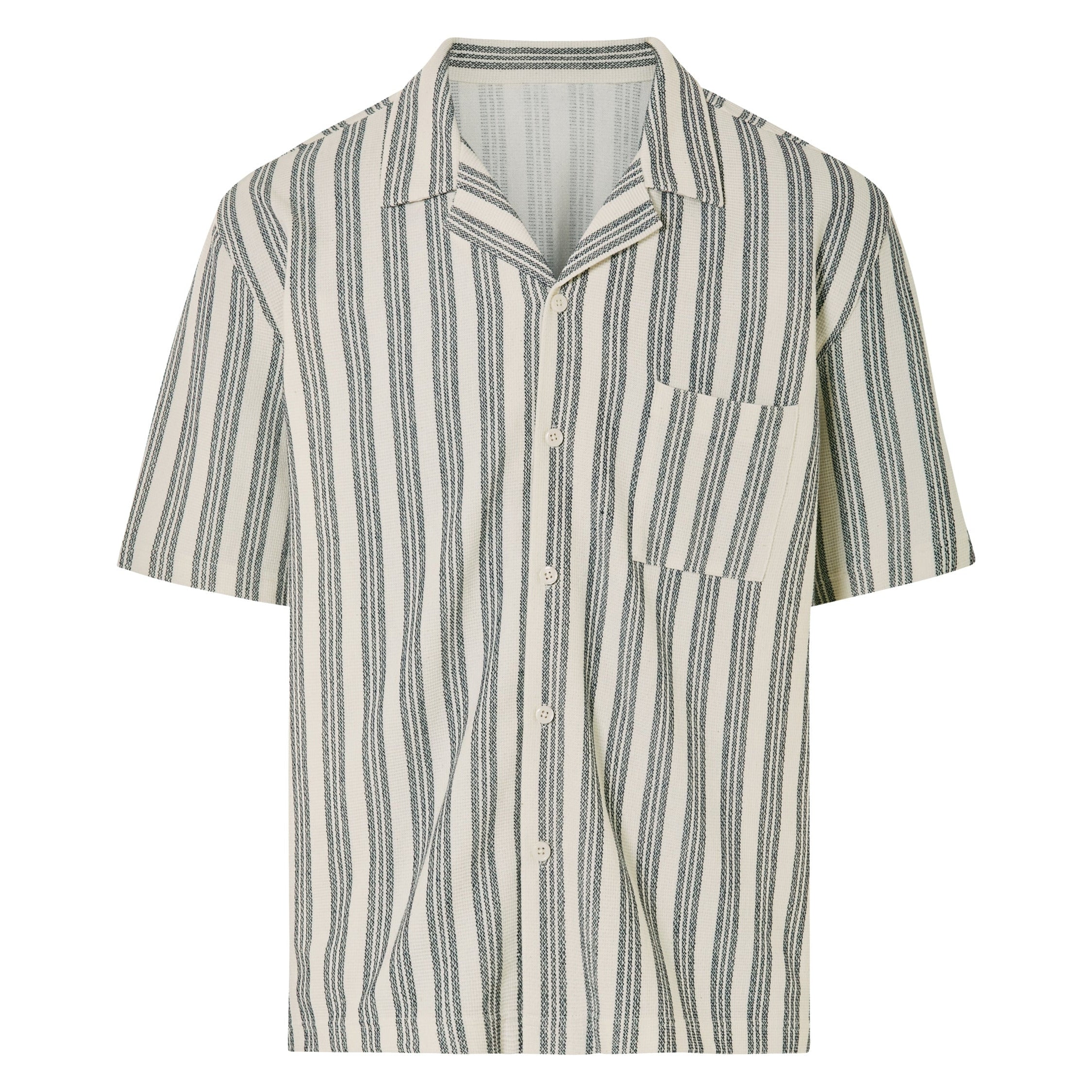 LIVERGY Men's Short-Sleeve Shirt White/Navy Blue S (44/46)