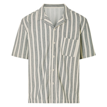 LIVERGY Men's Short-Sleeve Shirt White/Navy Blue S (44/46)