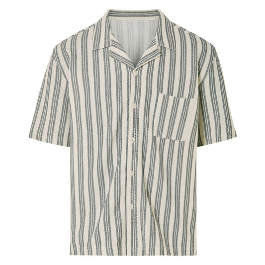 LIVERGY Men's Short-Sleeve Shirt White/Navy Blue S (44/46)