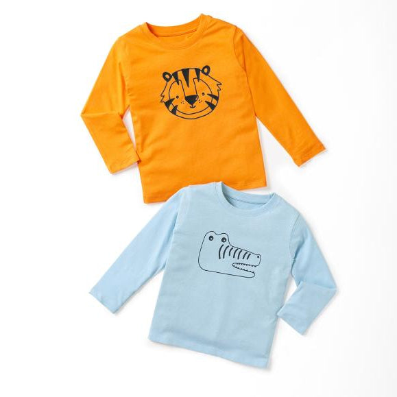 Lupilu 2 Pack Kids Long Sleeve Shirts Cotton Light Blue Yellow