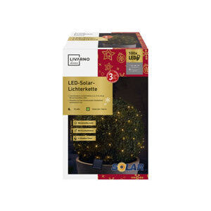 LIVARNO Home Outdoor Solar LED String Lights, 100 Warm White, 33ft, 8 Modes