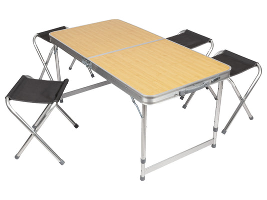 Rocktrail Portable Folding Camping Table and Stools Set with Carry Handle