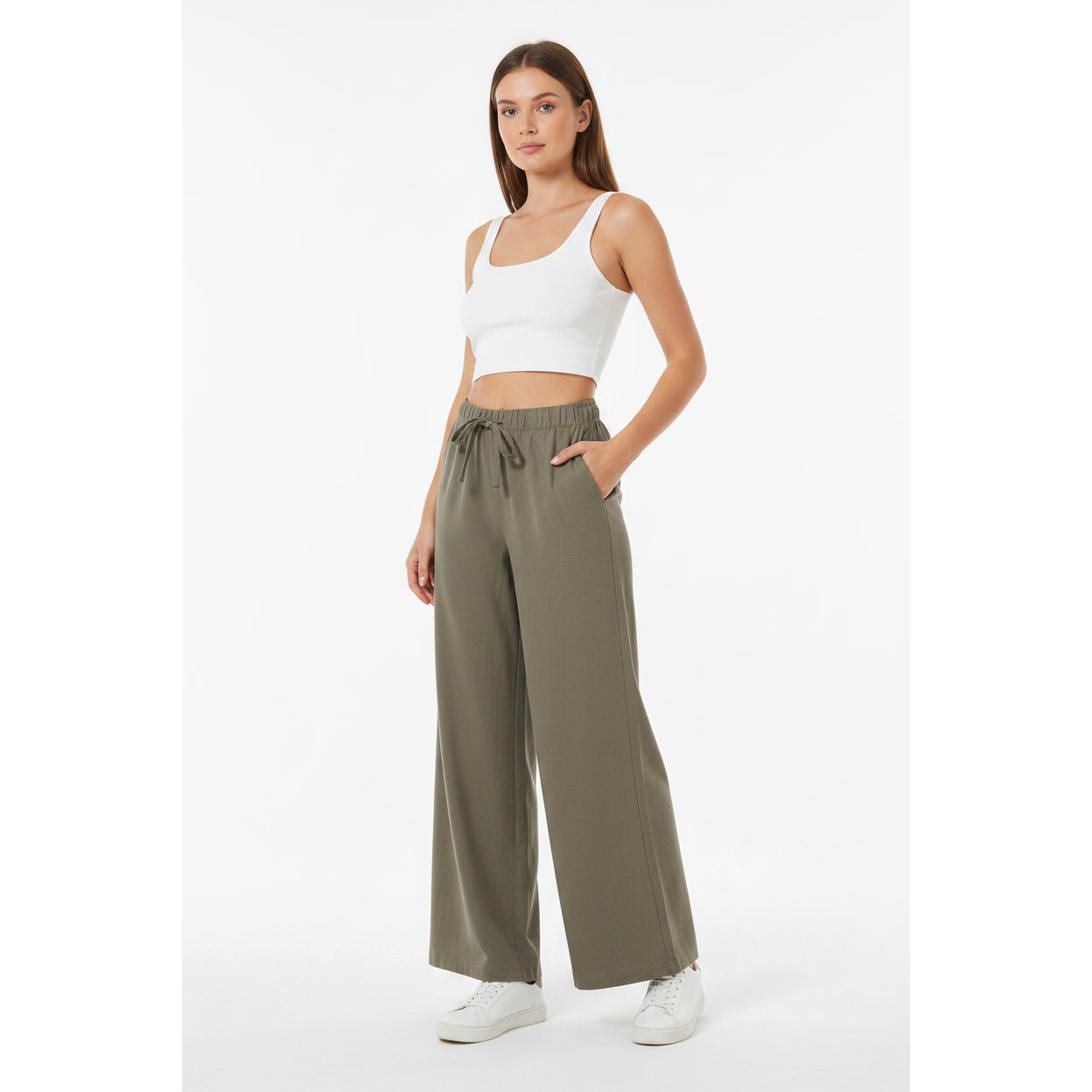 ESMARA Women's Linen Pants With Elastic Waist