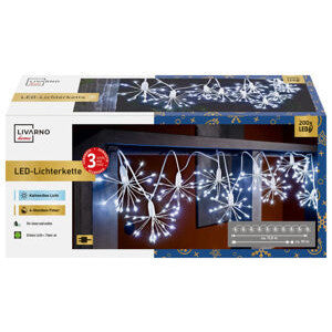 LIVARNO Home 200 LED Cold White Dandelion Decorative String Lights Indoor Outdoor Timer