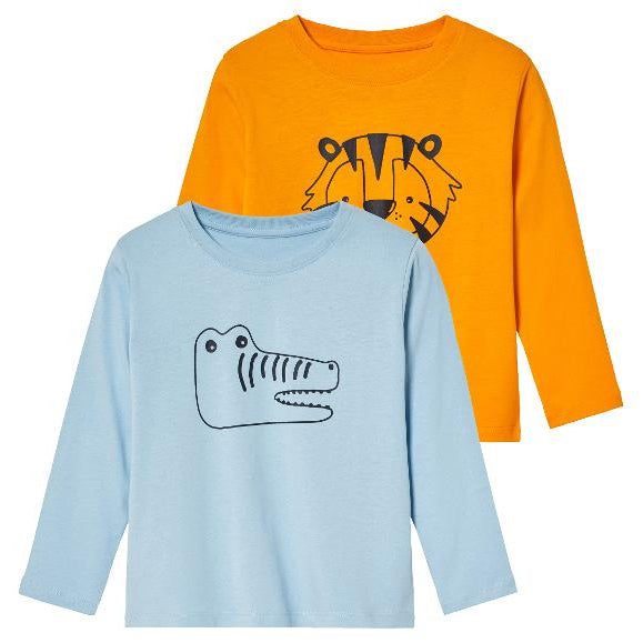 Lupilu 2 Pack Kids Long Sleeve Shirts Cotton Light Blue Yellow