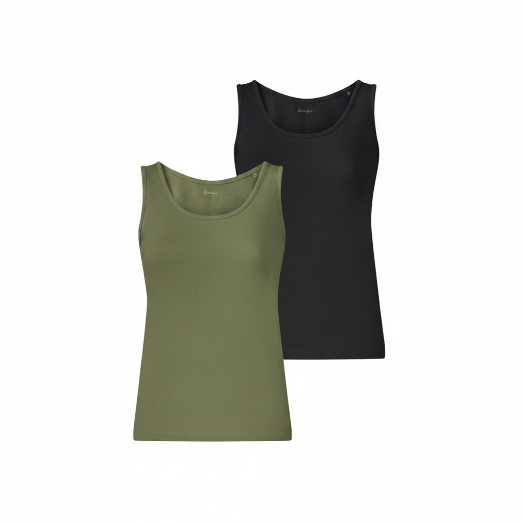 ESMARA® Women's Top Pack of 2 Size S Black/Green