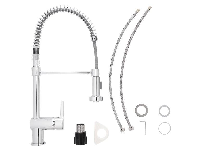 LIVARNO Home Chrome Kitchen Faucet Mixer with Retractable Spray Head
