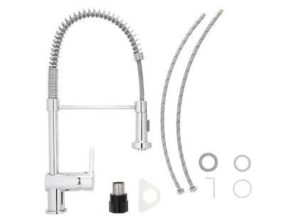 LIVARNO Home Chrome Kitchen Faucet Mixer with Retractable Spray Head