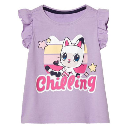 Disney Girls' Pajamas Set Short Sleeve Ruffle Pure Cotton
