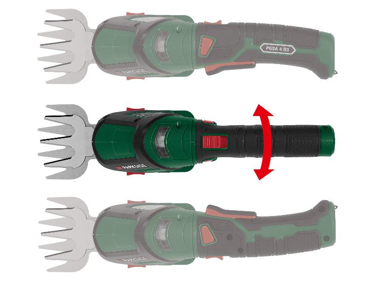 Parkside PGSA 4 B3 4V 2-in-1 Cordless Grass and Shrub Shear with 180° Rotating Soft Grip