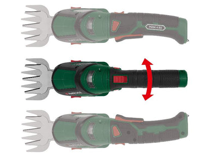 Parkside PGSA 4 B3 4V 2-in-1 Cordless Grass and Shrub Shear with 180° Rotating Soft Grip