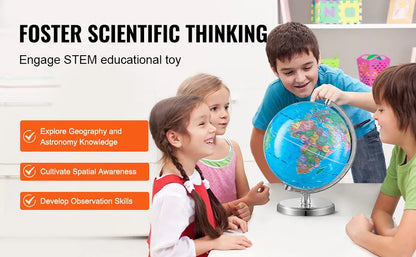 VEVOR 8-inch Educational Rotating World Globe with Stand & Time Zone Dial