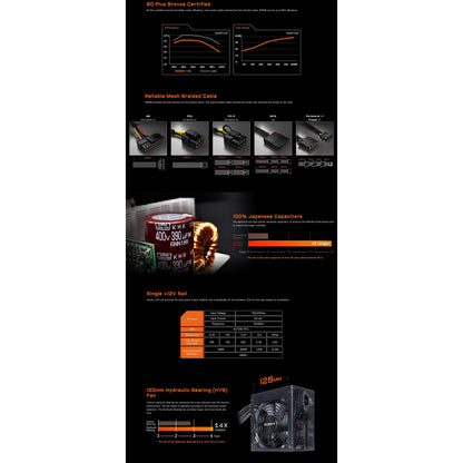 Gigabyte P650B 650W 80 Plus Bronze Silent HYB Power Supply