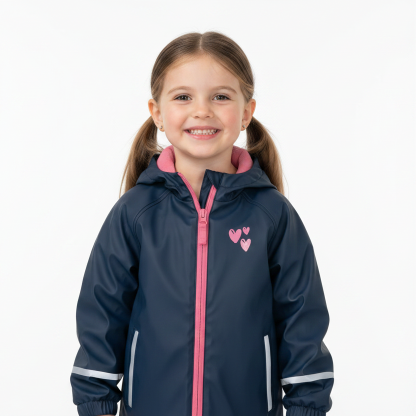 Lupilu Girls' Windproof Waterproof Muddy Jacket with Fleece Interior