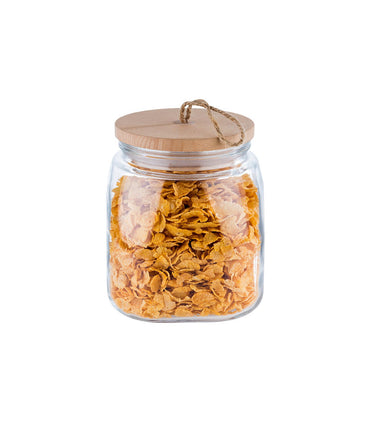 Clear Glass Jar with Wooden Lid – 2L – Stellinox