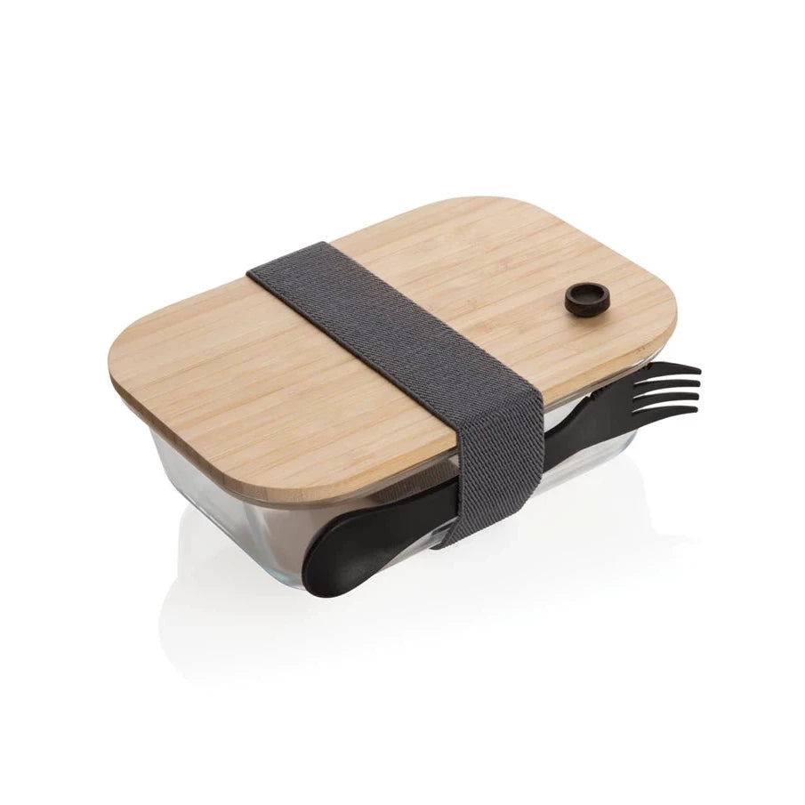 Glass Lunch Box with Bamboo Lid and Spoon - Eco-Friendly