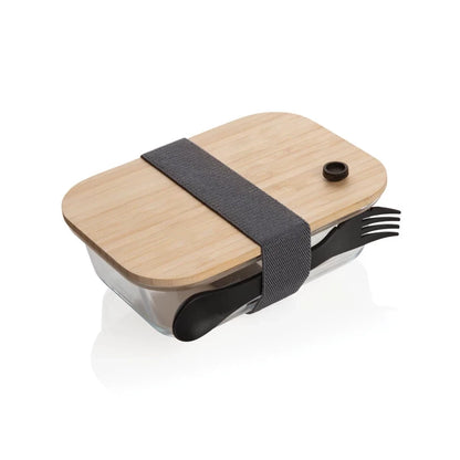 Glass Lunch Box with Bamboo Lid and Spoon - Eco-Friendly