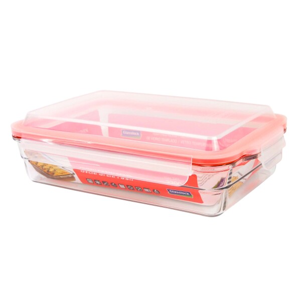 Glasslock Oven Safe Rectangular Glass Food Storage Container, 74oz, Airtight BPA-Free