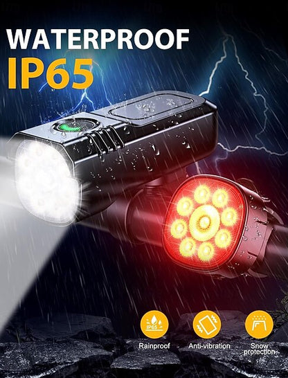 Aluminum Bicycle Headlight and Tail Light Set 1000 Lumens