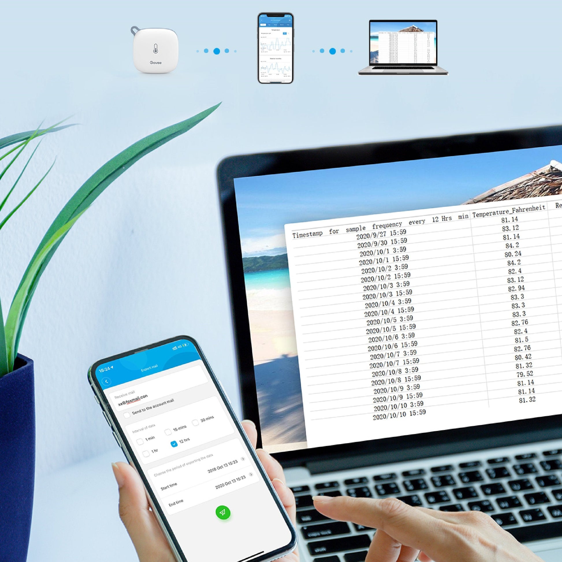 Govee Wi-Fi Temperature Humidity Sensor High Accuracy Smart Remote Monitor