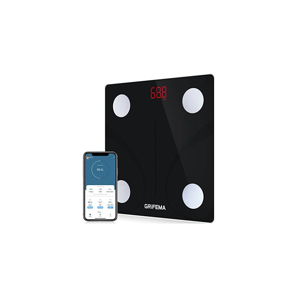 GRIFEMA Smart Bluetooth Bathroom Scale: Body Composition Monitor, BMI, Fat Tracking