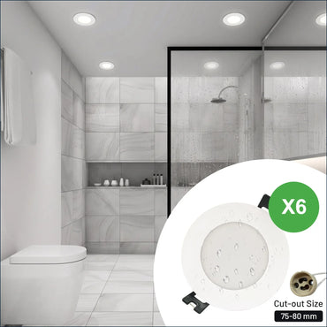 GY Recessed Spotlight Frame GU10 IP65 Waterproof Plastic 6-Pack 10 cm