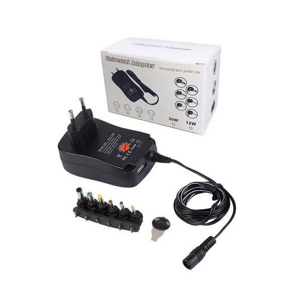Hay-Power Universal AC to DC Adapter 30W Adjustable T-12 Black