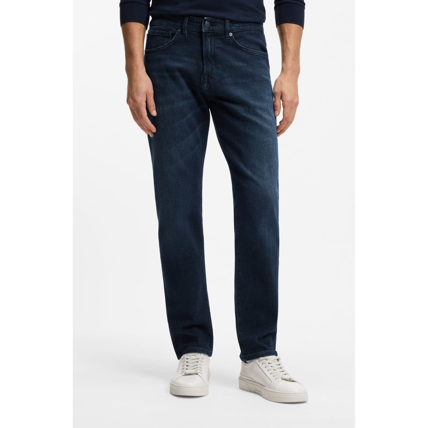 BOSS Maine Regular-Fit Dark Blue Comfort-Stretch Denim Jeans for Men