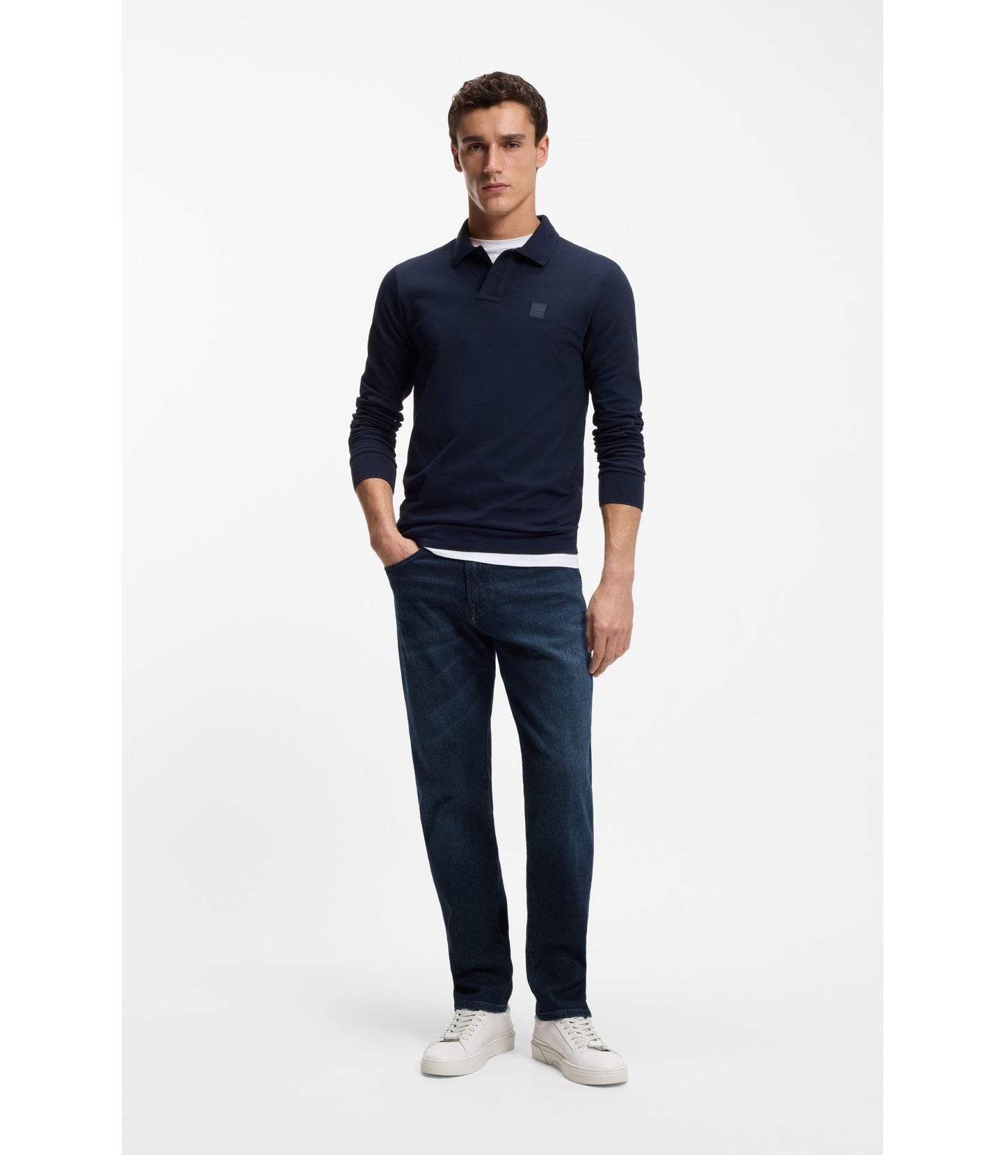 BOSS Maine Regular-Fit Dark Blue Comfort-Stretch Denim Jeans for Men