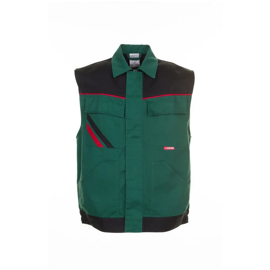 Planam Highline Work Vest: Durable Green/Black/Red, Multi-Pocket, Comfortable Fit - Gomix Brands Outlet