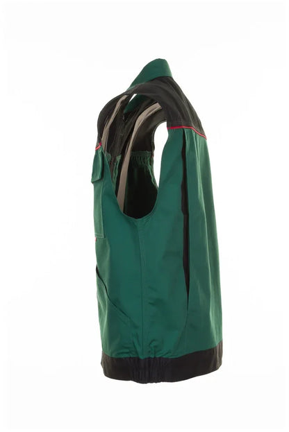 Planam Highline Work Vest: Durable Green/Black/Red, Multi-Pocket, Comfortable Fit - Gomix Brands Outlet