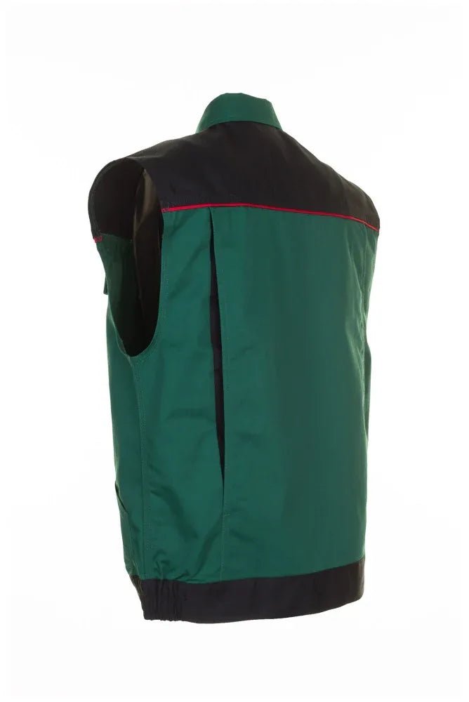 Planam Highline Work Vest: Durable Green/Black/Red, Multi-Pocket, Comfortable Fit - Gomix Brands Outlet