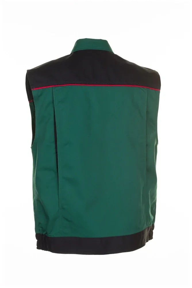 Planam Highline Work Vest: Durable Green/Black/Red, Multi-Pocket, Comfortable Fit - Gomix Brands Outlet