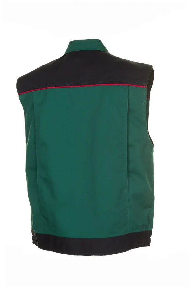 Planam Highline Work Vest: Durable Green/Black/Red, Multi-Pocket, Comfortable Fit - Gomix Brands Outlet