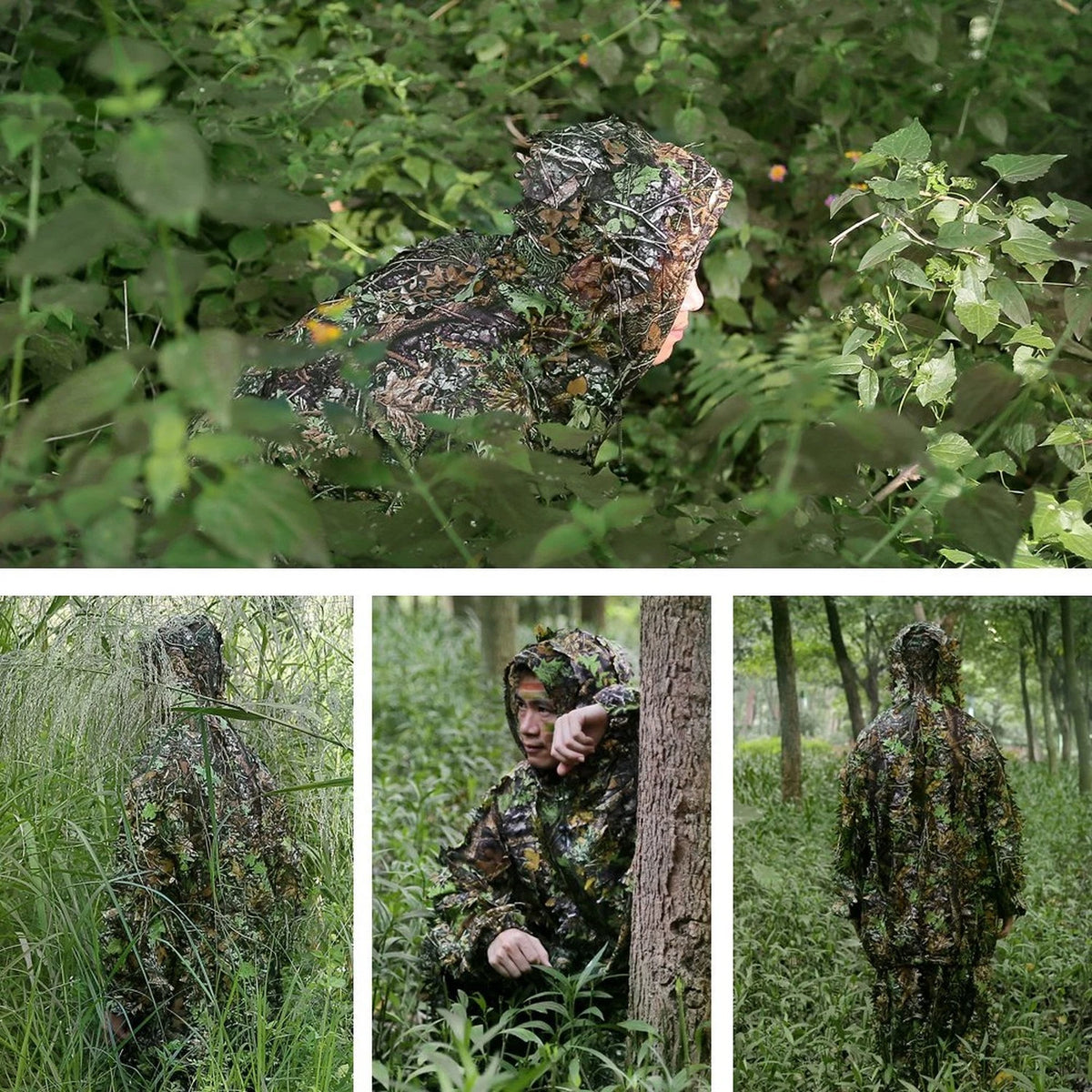 Outdoor 3D Leafy Camo Ghillie Suit for Jungle Woodland Hunting