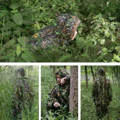 Outdoor 3D Leafy Camo Ghillie Suit for Jungle Woodland Hunting
