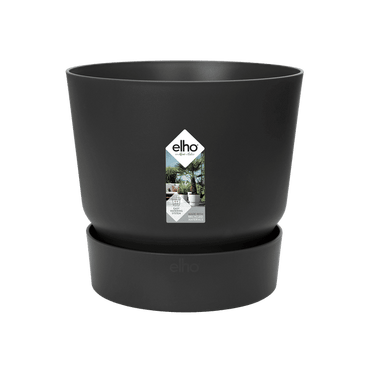 Elho Greenville Round 16cm Living Black Self-Watering Recycled Plastic Flower Pot