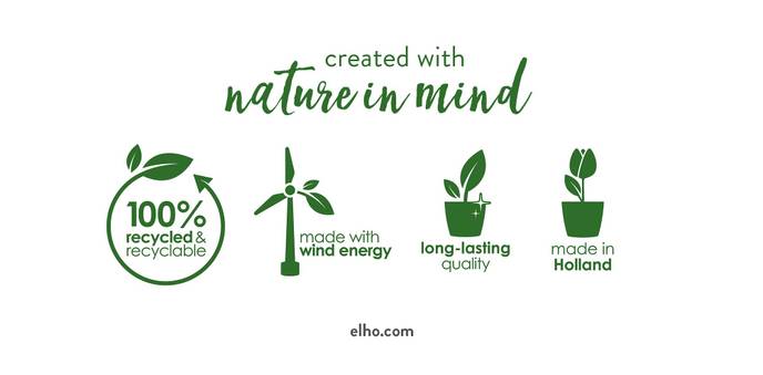 Elho Greenville Round 16cm Living Black Self-Watering Recycled Plastic Flower Pot