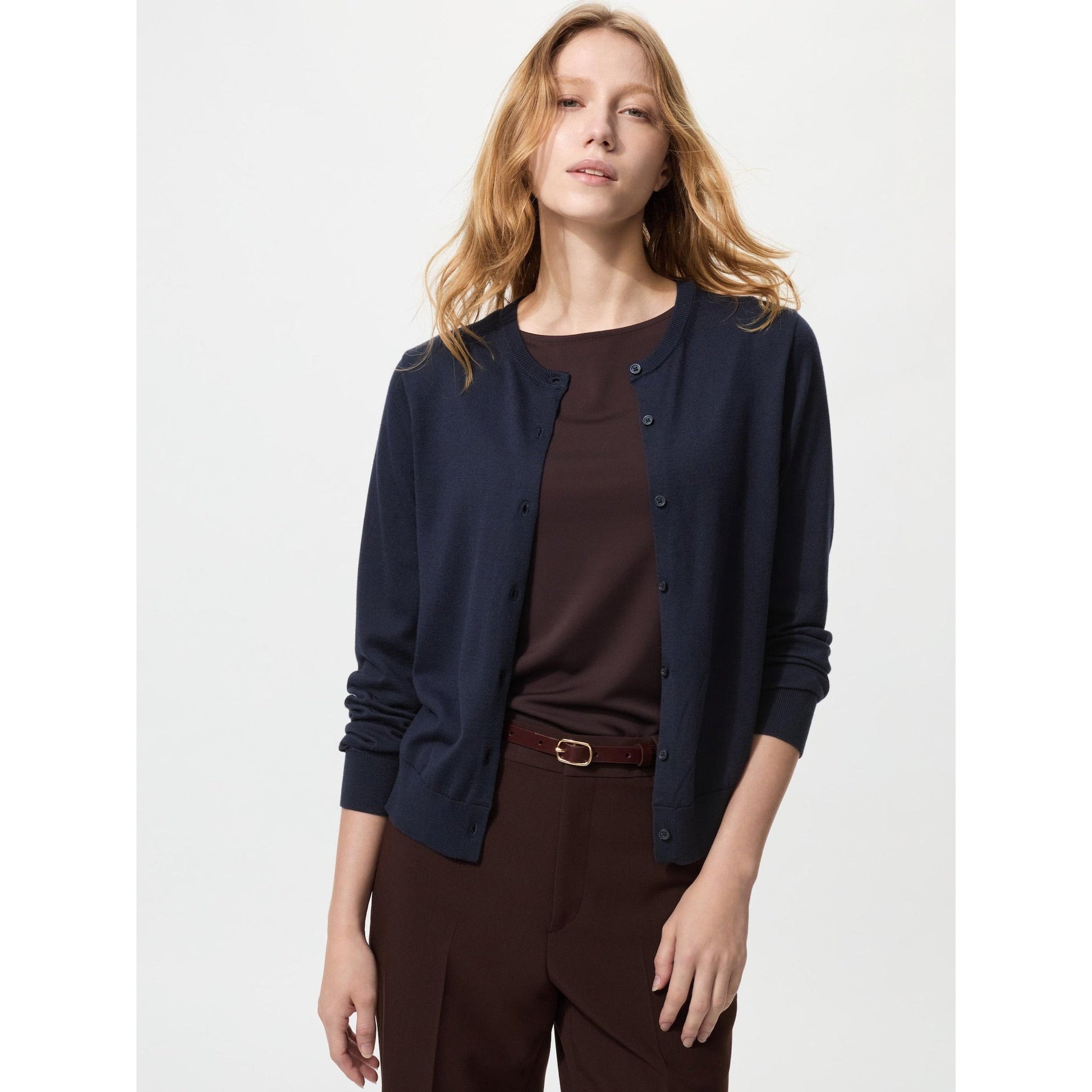 Women's Lightweight UV Protection Crew Neck Cardigan - Smooth Cotton-Rayon Fabric