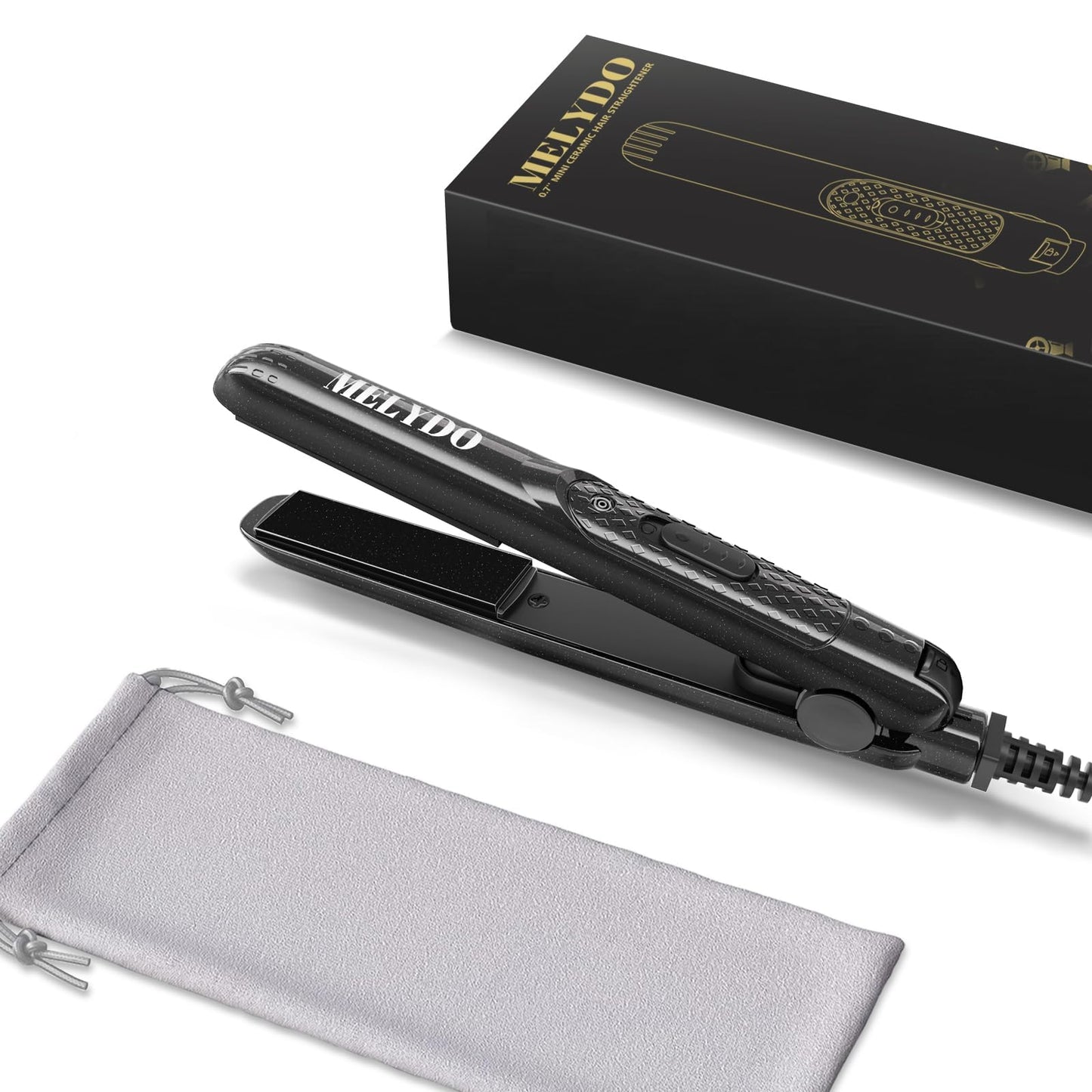 MELYDO Mini Flat Iron 0.7 Inch 2-in-1 Ceramic Tourmaline Hair Straightener & Curler